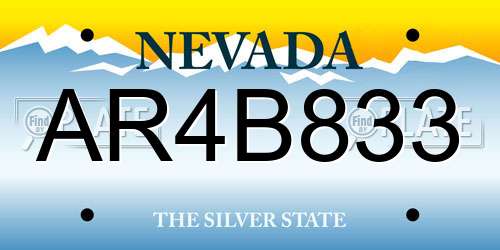AR4B833 Nevada License Plate