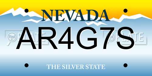 AR4G7S Nevada License Plate
