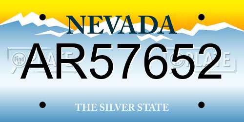 AR57652 Nevada License Plate