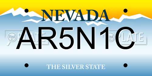 AR5N1C Nevada License Plate