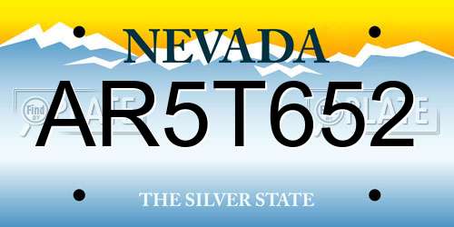 AR5T652 Nevada License Plate