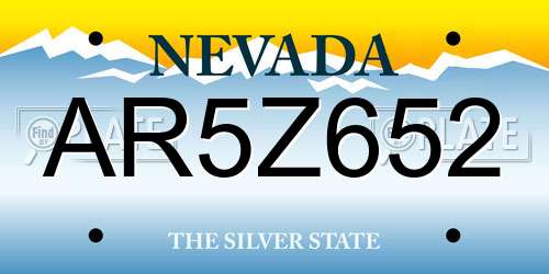 AR5Z652 Nevada License Plate