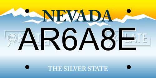 AR6A8E Nevada License Plate