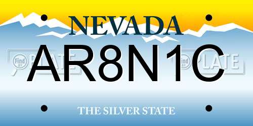 AR8N1C Nevada License Plate
