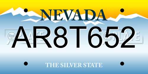 AR8T652 Nevada License Plate