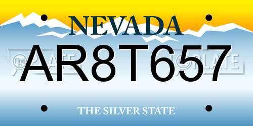 AR8T657 Nevada License Plate
