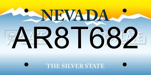 AR8T682 Nevada License Plate