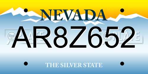 AR8Z652 Nevada License Plate