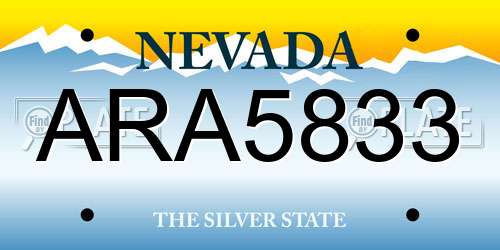 ARA5833 Nevada License Plate