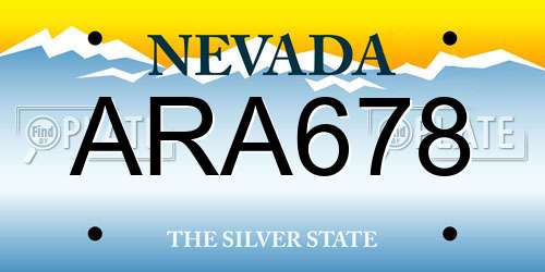 ARA678 Nevada License Plate