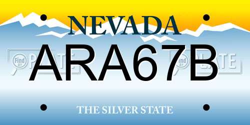 ARA67B Nevada License Plate