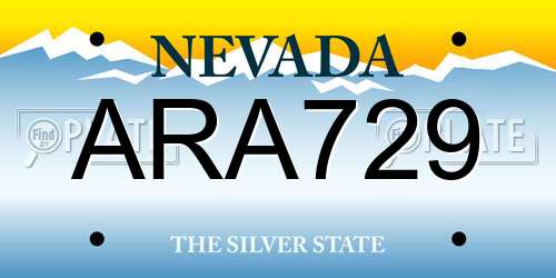 ARA729 Nevada License Plate