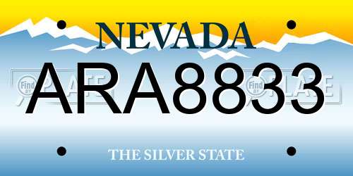 ARA8833 Nevada License Plate