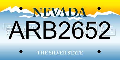 ARB2652 Nevada License Plate