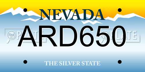 ARD650 Nevada License Plate