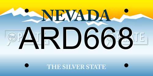 ARD668 Nevada License Plate