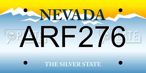 ARF276 Nevada License Plate