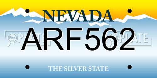 ARF562 Nevada License Plate
