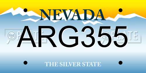 ARG355 Nevada License Plate