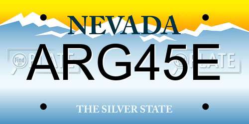 ARG45E Nevada License Plate