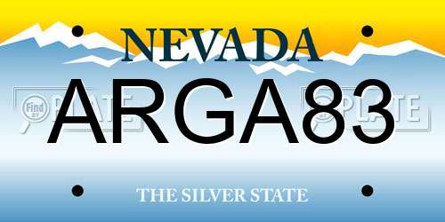 ARGA83 Nevada License Plate