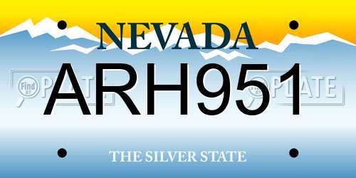 ARH951 Nevada License Plate
