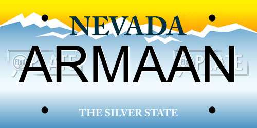 ARMAAN Nevada License Plate