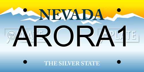 ARORA1 Nevada License Plate