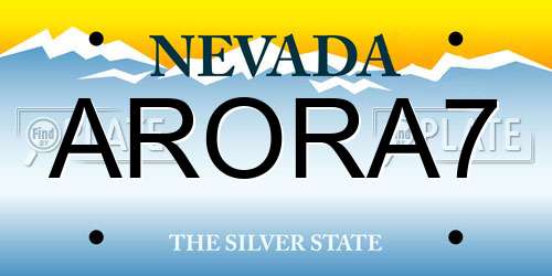 ARORA7 Nevada License Plate