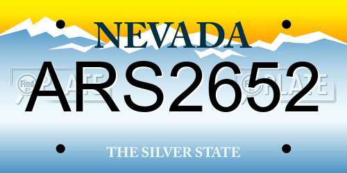 ARS2652 Nevada License Plate