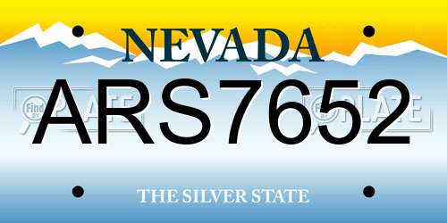 ARS7652 Nevada License Plate