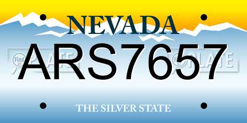 ARS7657 Nevada License Plate