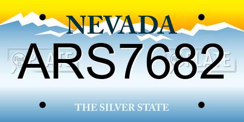 ARS7682 Nevada License Plate