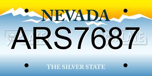ARS7687 Nevada License Plate