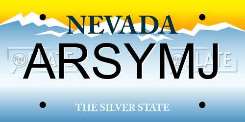 ARSYMJ Nevada License Plate