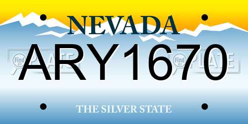 ARY1670 Nevada License Plate