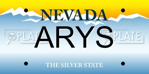 ARYS Nevada License Plate