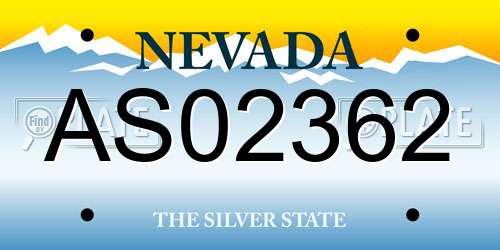 AS02362 Nevada License Plate