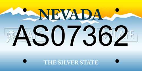 AS07362 Nevada License Plate