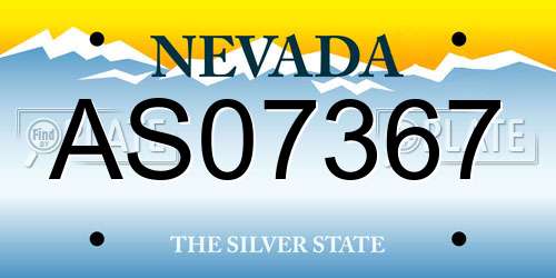 AS07367 Nevada License Plate