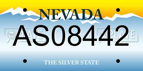AS08442 Nevada License Plate
