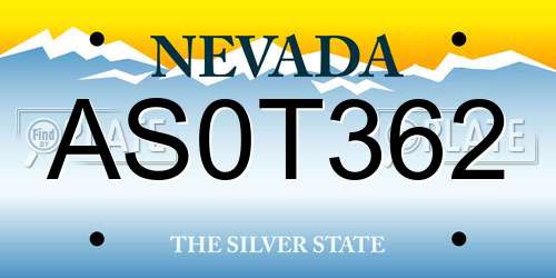 AS0T362 Nevada License Plate