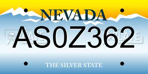 AS0Z362 Nevada License Plate