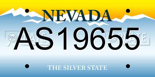 AS19655 Nevada License Plate