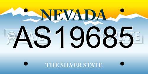 AS19685 Nevada License Plate