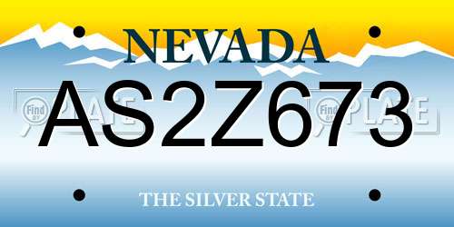 AS2Z673 Nevada License Plate