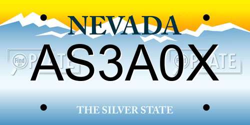 AS3A0X Nevada License Plate