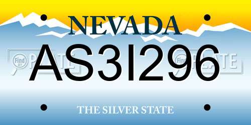 AS3I296 Nevada License Plate
