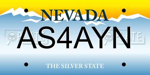AS4AYN Nevada License Plate
