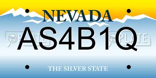 AS4B1Q Nevada License Plate